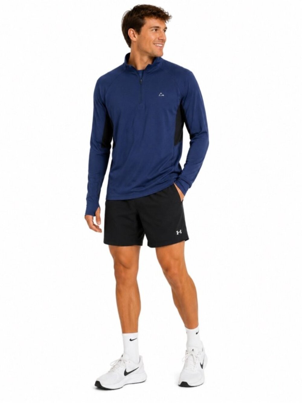 Paradox Dri-Release Merino Blend 1/4 Zip Base Layer Blue Small REPREVE Thermal